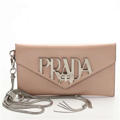 Prada Spazzolato Logo Envelope Clutch Bag 